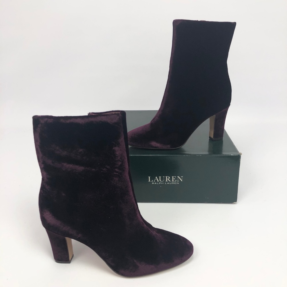 Ralph Lauren Womens Bridget Booties Port Velvet M